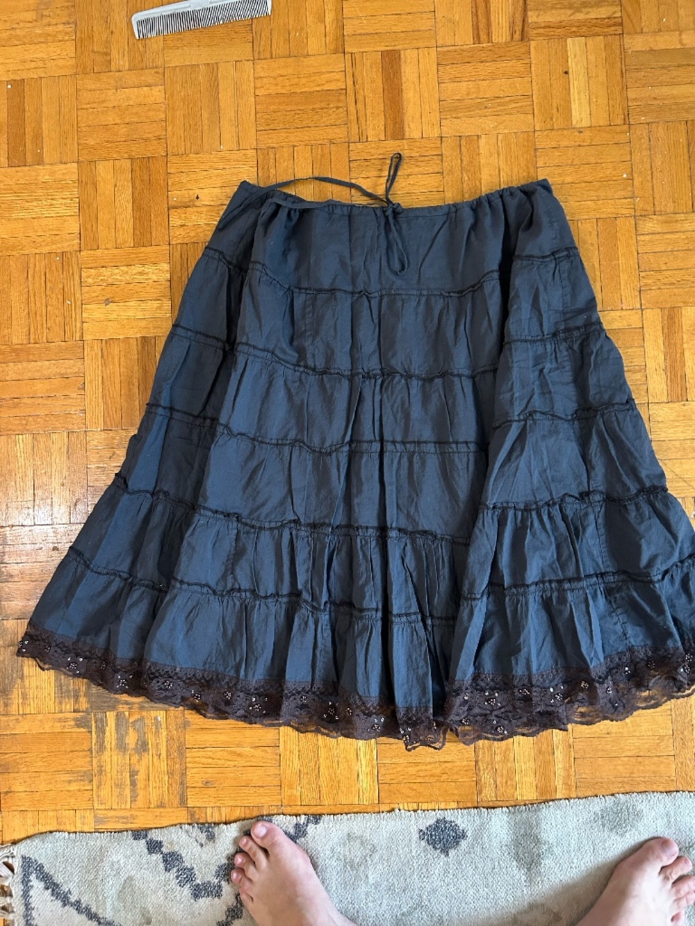 Vintage navy prairie with lace trim * accepting offers
